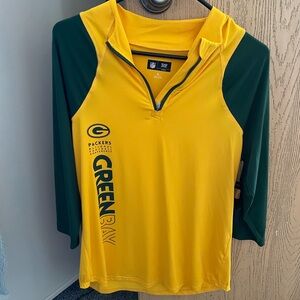 NFL Team Apparel Yellow and Green Women's Quarter-Zip